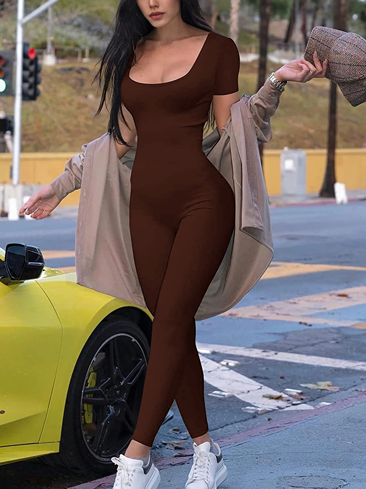 Yoga Fitness Jumpsuit - 2024 Summer New Women's Round Neck