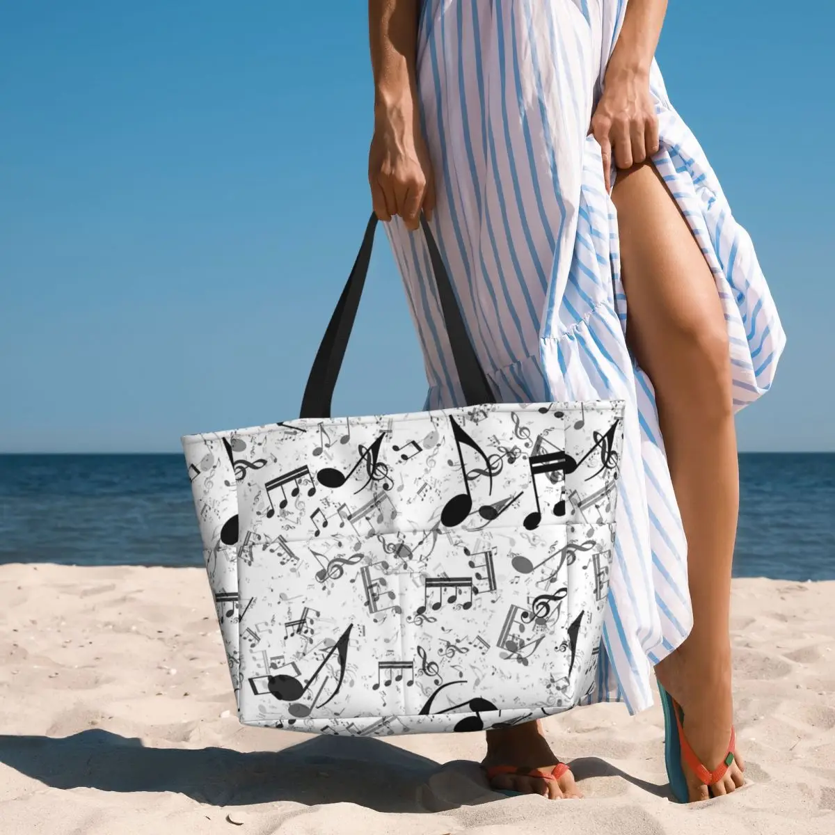 Bass Music Notes Beach Tote Ba - огляд і ціна Yoga Fitness Music