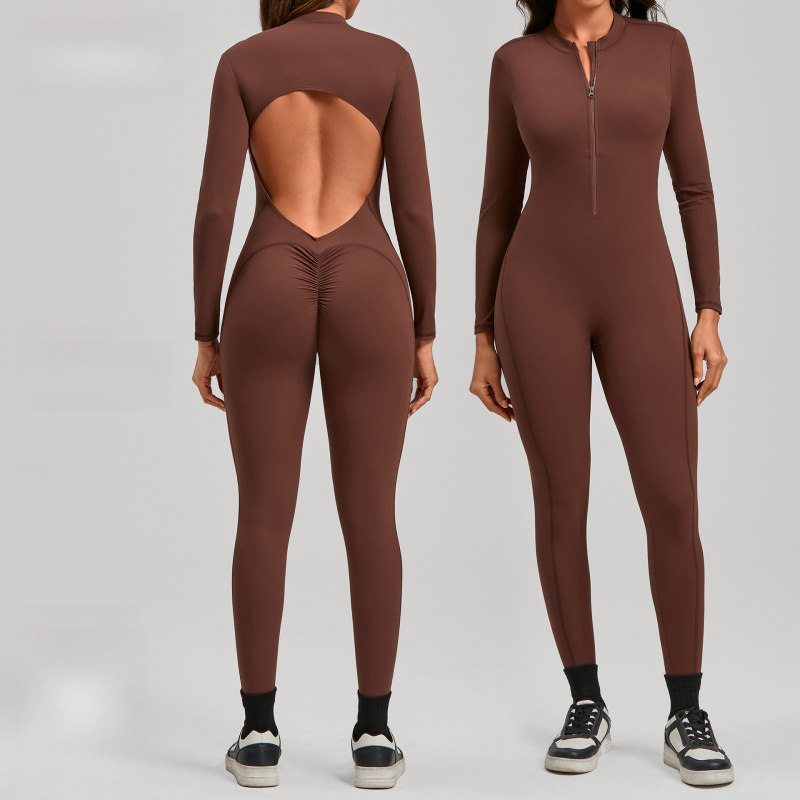 Zippered Long Sleeve Nude Feel - огляд і ціна Yoga Fitness Jumpsuit